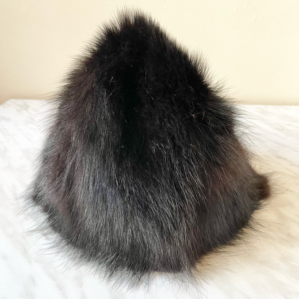 Mad Hatter Vintage Modern Fur Company black fur bonnet hat